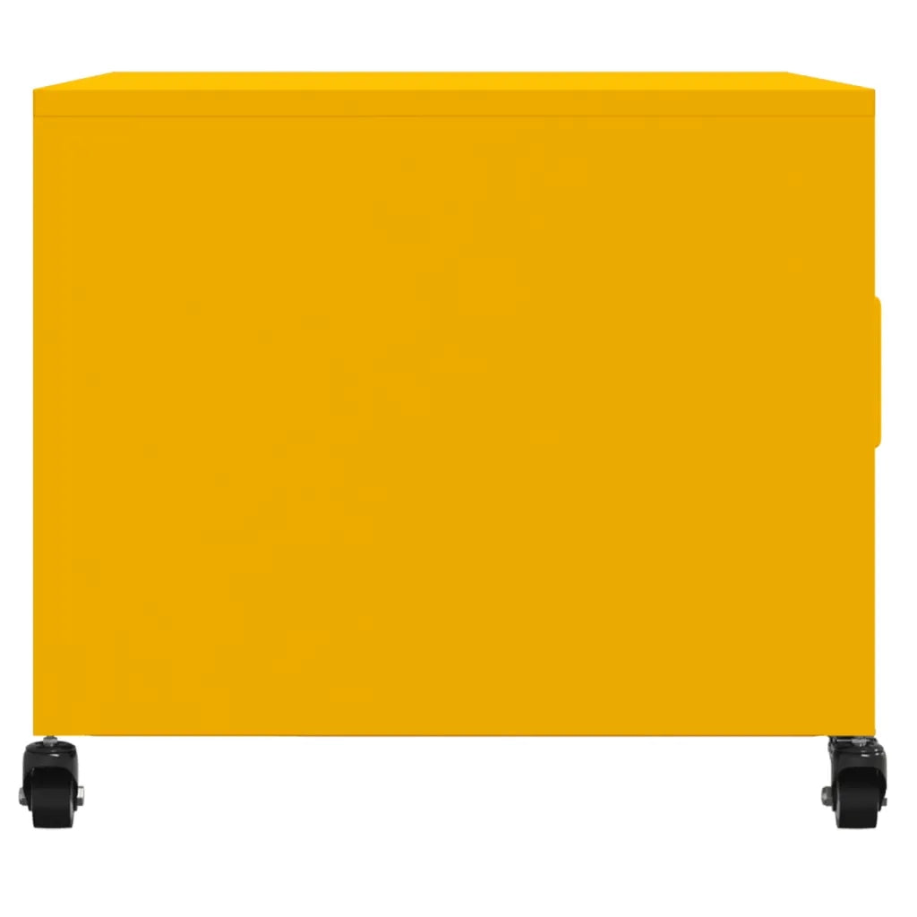 Tavolino Giallo Senape 68x50x43,5 cm Acciaio Laminato a Freddo