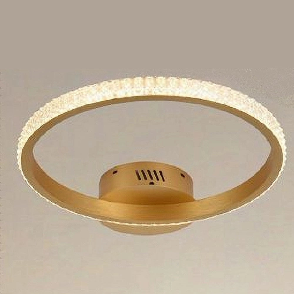 Trade Shop - Plafoniera Led 28w Oro Cerchio Effetto Cristallo Luce Calda Naturale Fredda 31760 -