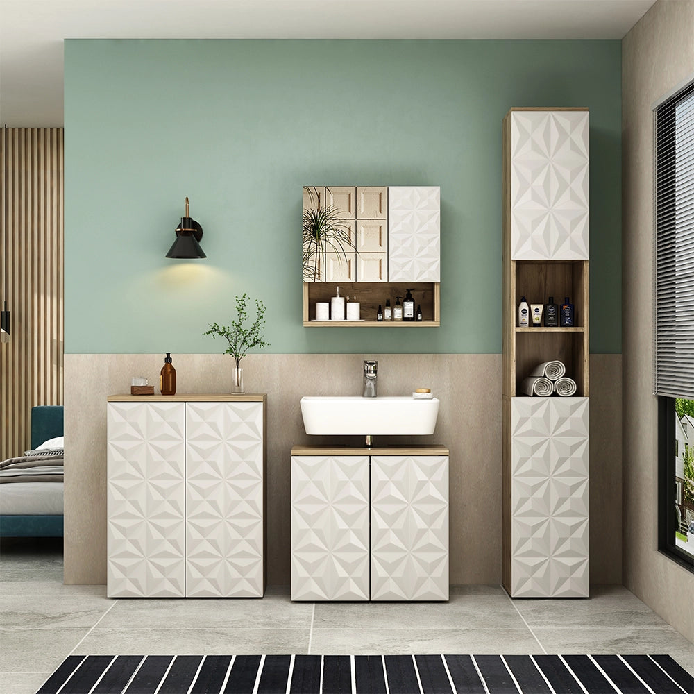 Mobiletto bagno Edge Bianco 60 x 79.5 cm con 2 ante e 3 scomparti Vicco