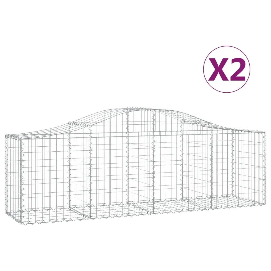 Cesti Gabbioni ad Arco 2 pz 200x50x60/80 cm Ferro Zincato 3145598