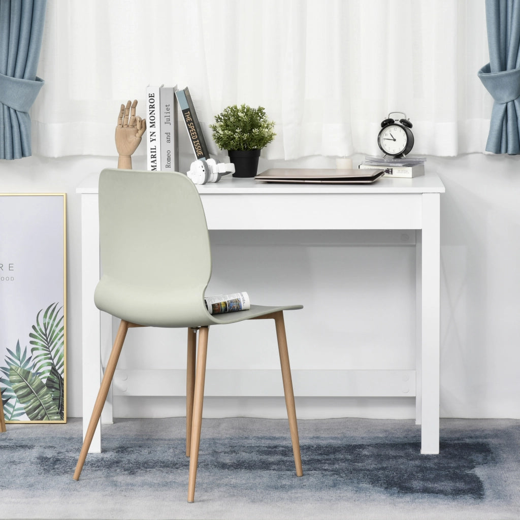 Scrivania porta PC dal Design Moderno e Minimal, in Legno e Acciaio, 105x50x76 cm, Bianco