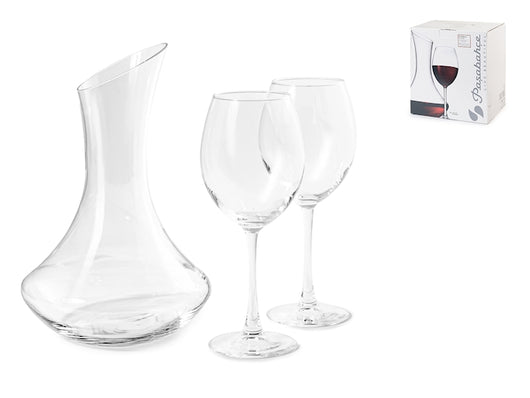 Set 3 pezzi degustazione set composta da 2 calici da vino cc 550, 1 caraffa decanter da lt 1,7.