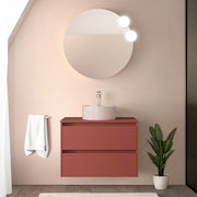 Mobile bagno sospeso 80 cm rosso satinato con top per lavabo da appoggio Gaya