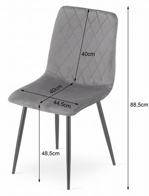Sedia VALORA TURIN - Design ergonomico in velluto blu navy x 4