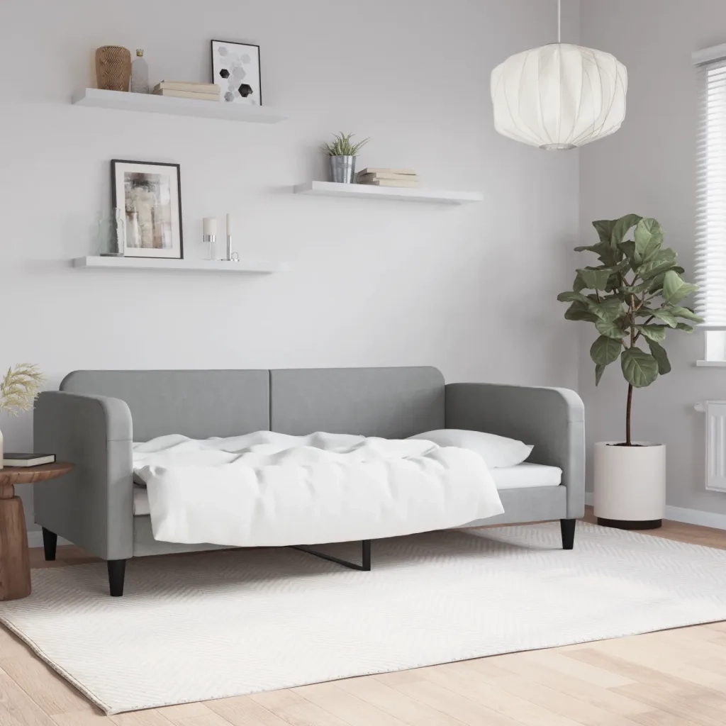 Letto da Giorno Grigio Chiaro 90x190 cm in Tessuto 354043