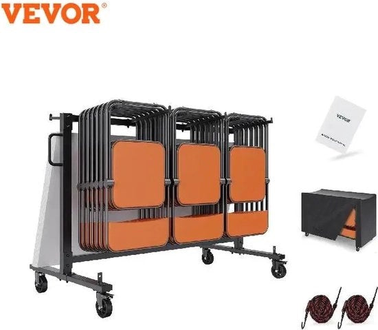 Carrello pieghevole per riunioni - 36 sedili pieghevoli - Carrello di stoccaggio per sedili - Carrello trasportabile