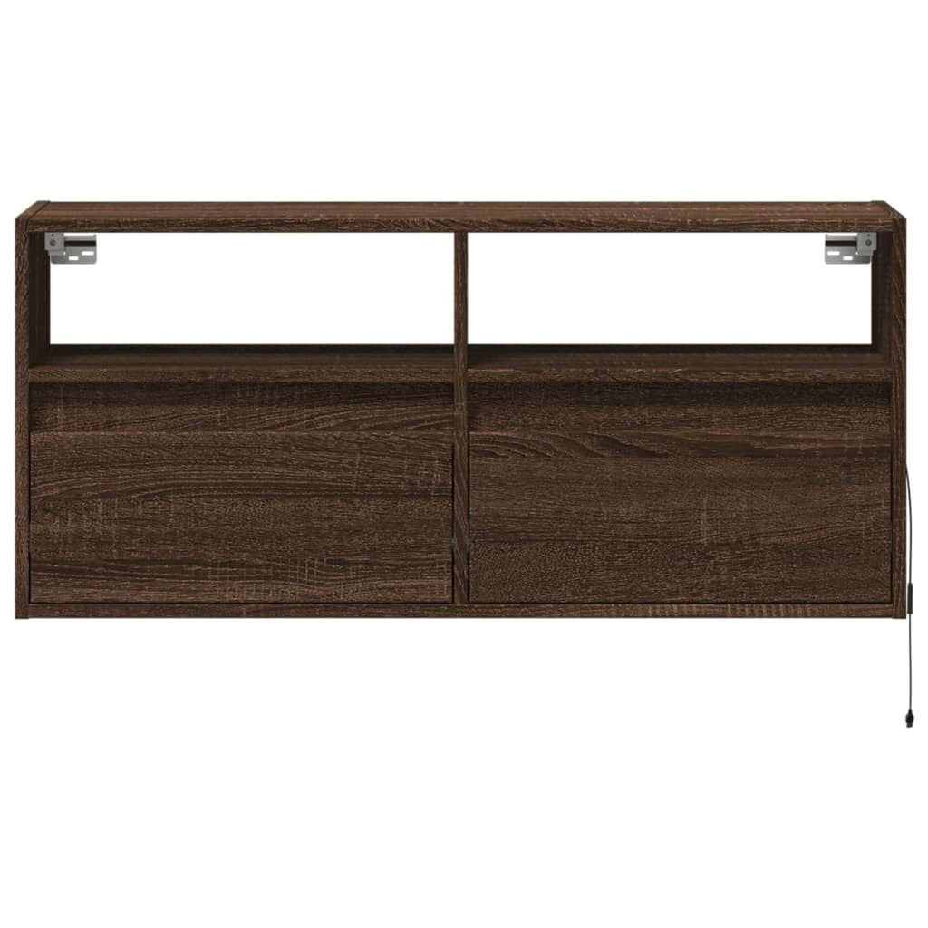 Mobile TV multimediale scaffale TV credenza mobile TV sala da pranzo soggiorno camera da letto mobile da parete con luci LED rovere 100 x 31 x 45 cm marrone 02_0027936