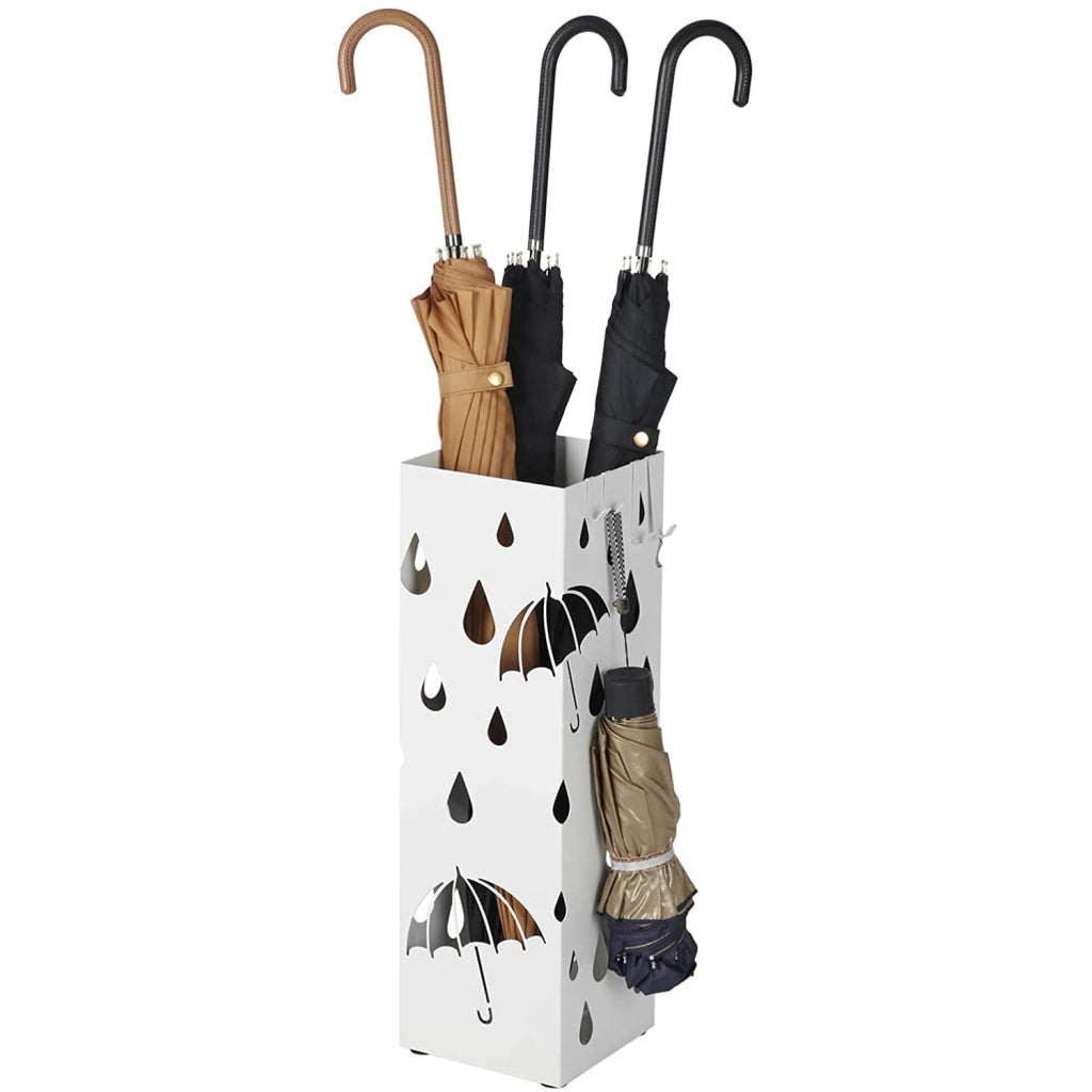 Portaombrelli LUC49W - Design moderno in metallo con scolapiatti, bianco