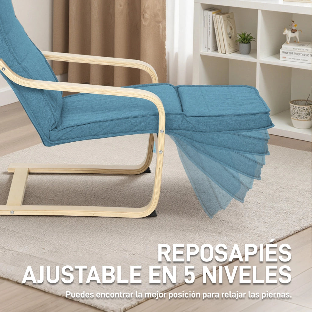 Poltrona Relax con Poggiapiedi Regolabile ¨C Zephmum ¨C 66,5x94x100cm Blu