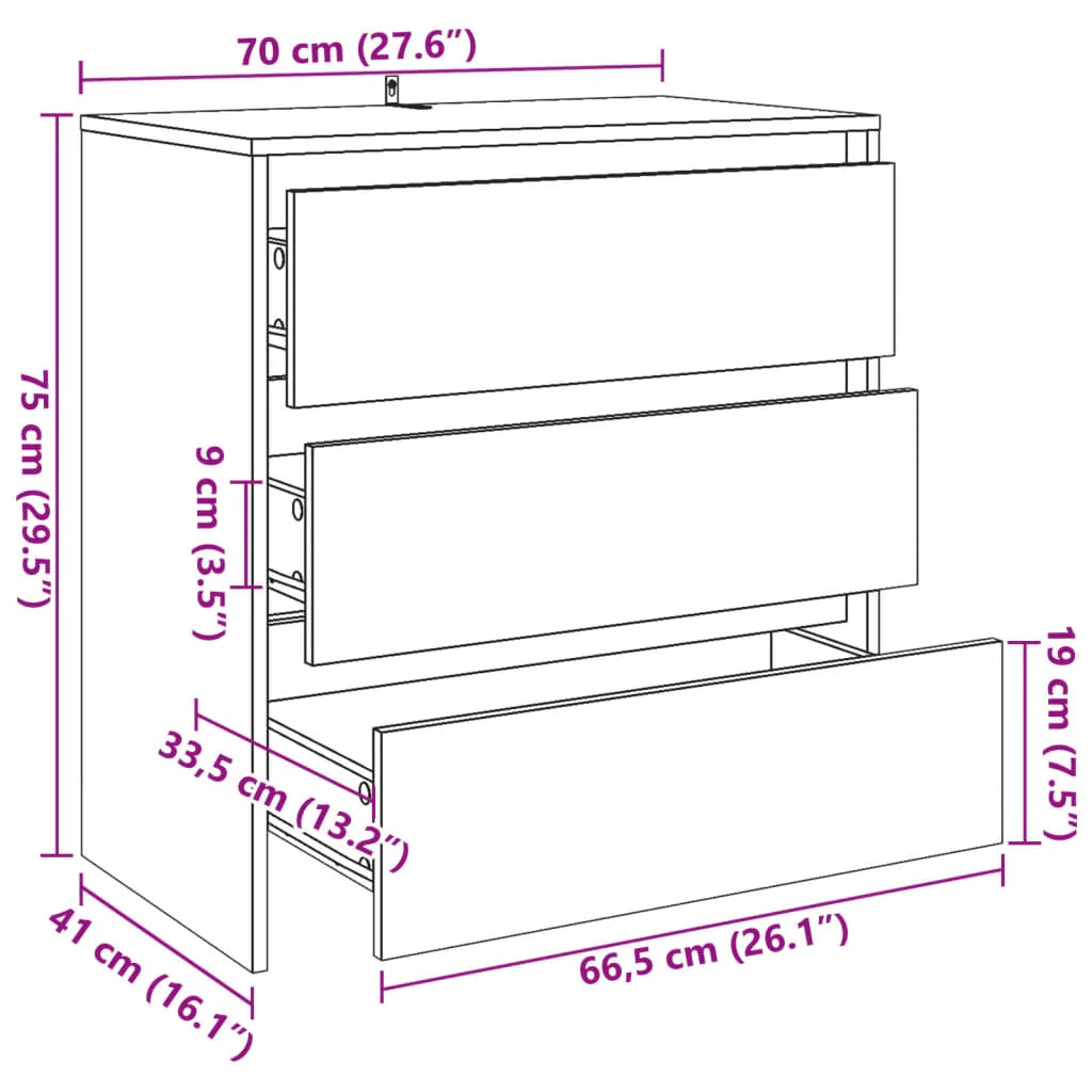 Buffet credenza cassettiera armadio mobile contenitore organizer cucina soggiorno salotto legno vecchio 70 x 41 x 75 cm legno ingegnerizzato marrone 02_0036609