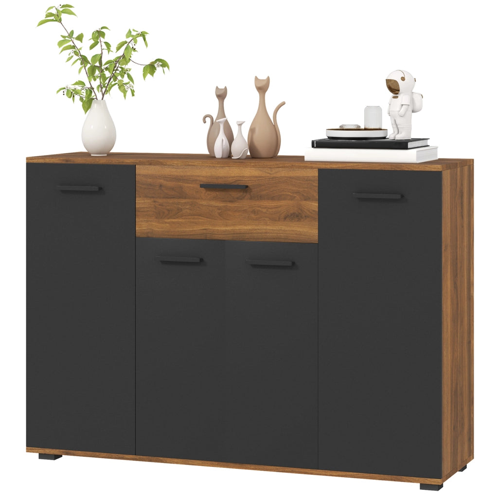 Credenza con 4 ante, cassetti e ripiani regolabili ¨C zephmum ¨C marrone e nero 120x35x85