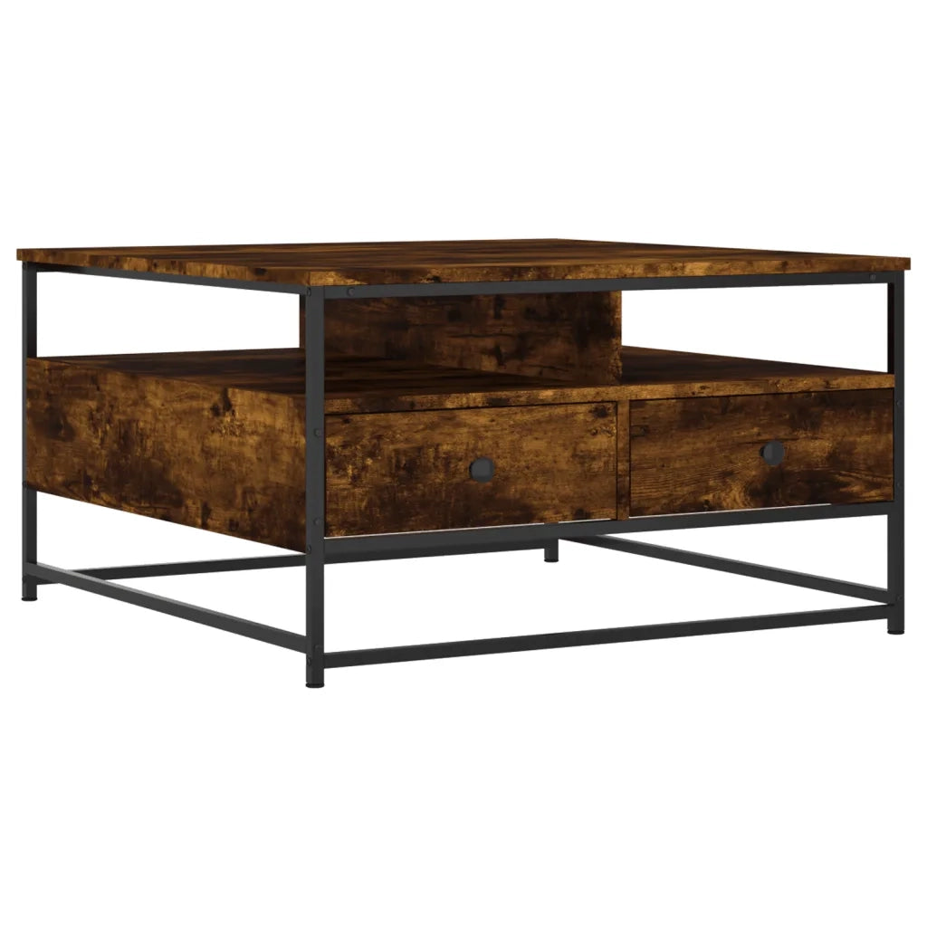 Tavolino da Salotto-Tavolino da soggiorno-Tavolo Rovere Fumo 80x80x45 cm Legno Multistrato