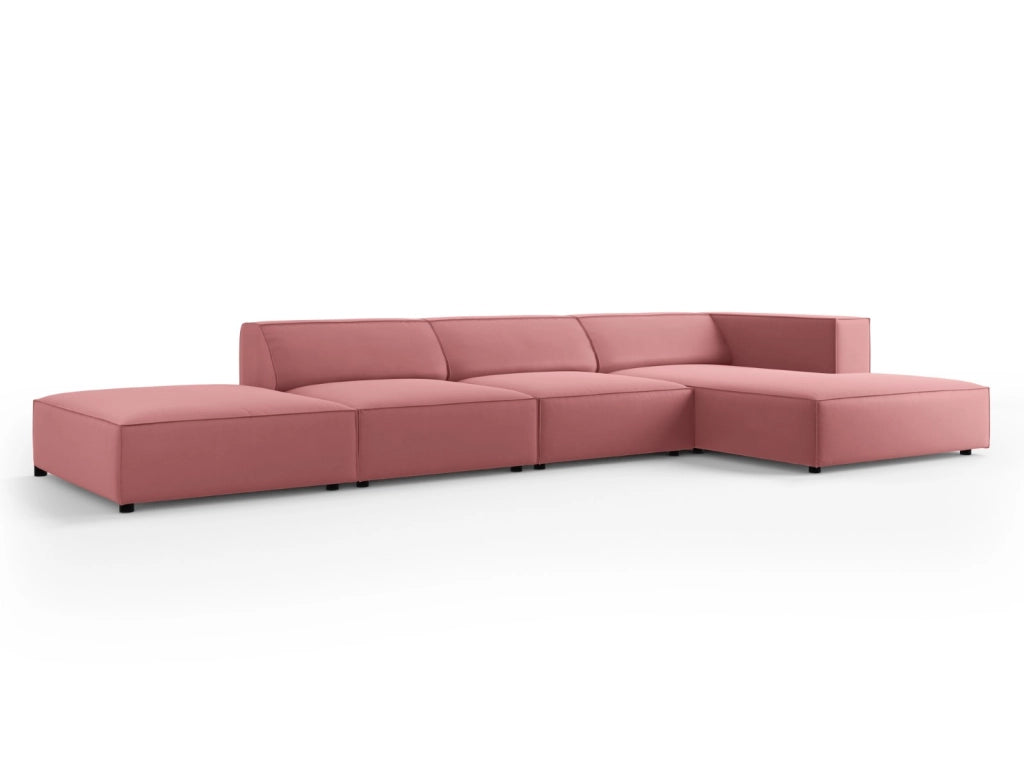 Cosmopolitan Design - Divano angolare destro "Arendal" 5 posti in velluto salmone 