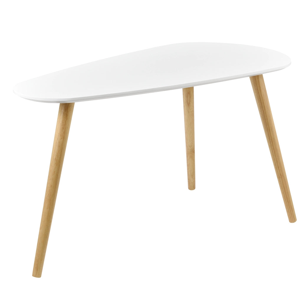 Set Langesund 2 Tavolini Sovrapponibili Piano Triangolare Bianco e Gambe in Legno Naturale [en.casa]