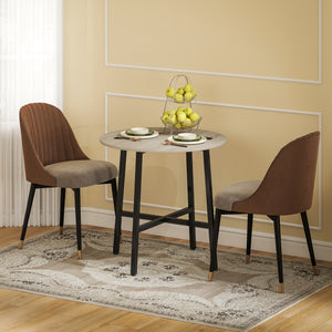 Tavolo da Pranzo Rotondo in Stile Industriale Ø80x75 cm per 2 Persone in Truciolato Nero e color Legno