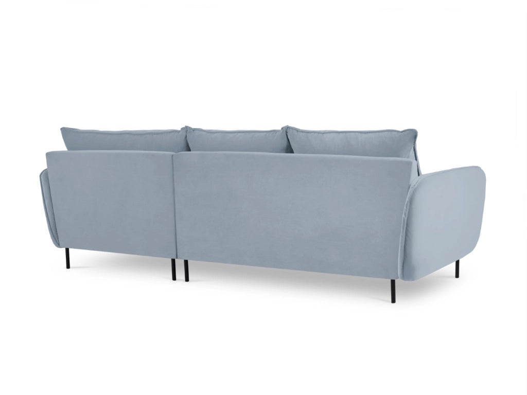 Cosmopolitan Design - Divano angolare destro "Vienna" 5 posti in velluto azzurro 