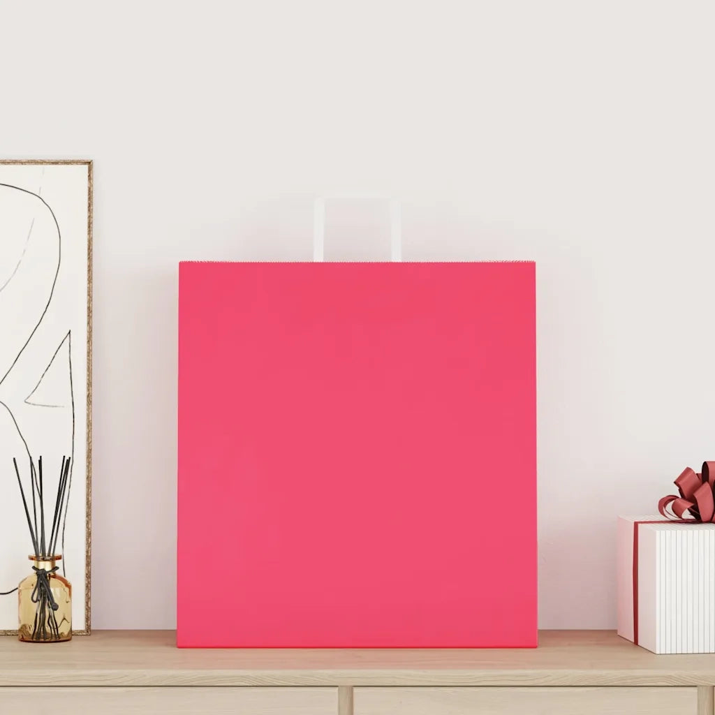 vidaXL Sacchetti di Carta 50 pz con Manici Rosa 45x17x48 cm
