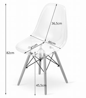 Sedia Valora OSAKA con gambe trasparenti naturali per soggiorno x4