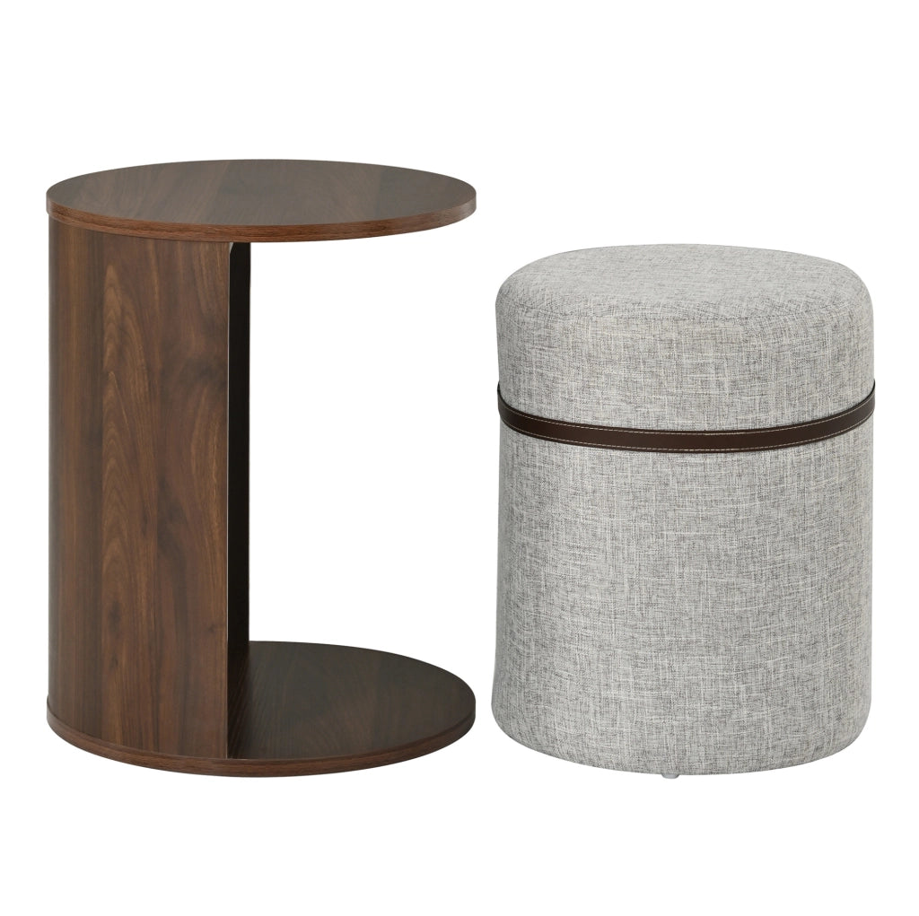 Tavolino con pouf 38x38x47，5 cm in MDF marrone salvaspazio