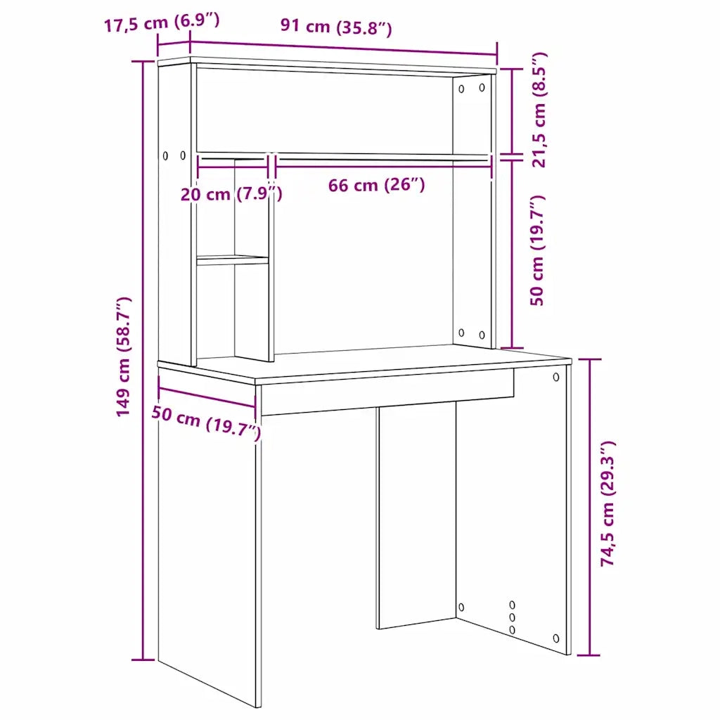 vidaXL Scrivania Rovere fumo 91 x 50 x 149 cm Legno multistrato