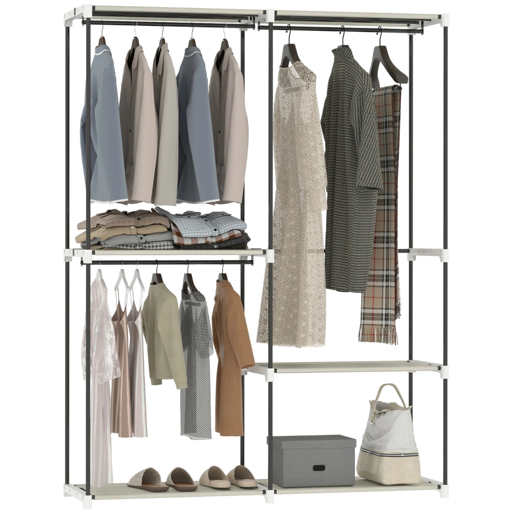 Armadio Aperto con Ripiani e Appendiabiti ¨C Zephmum ¨C Crema 142x43x185 cm