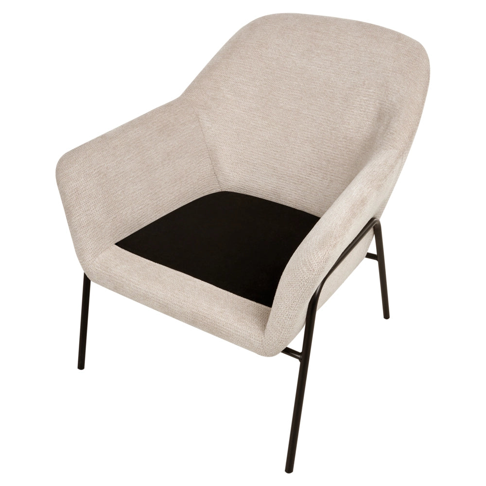Poltrona beige con rivestimento in poliestere e struttura in metallo Moderno