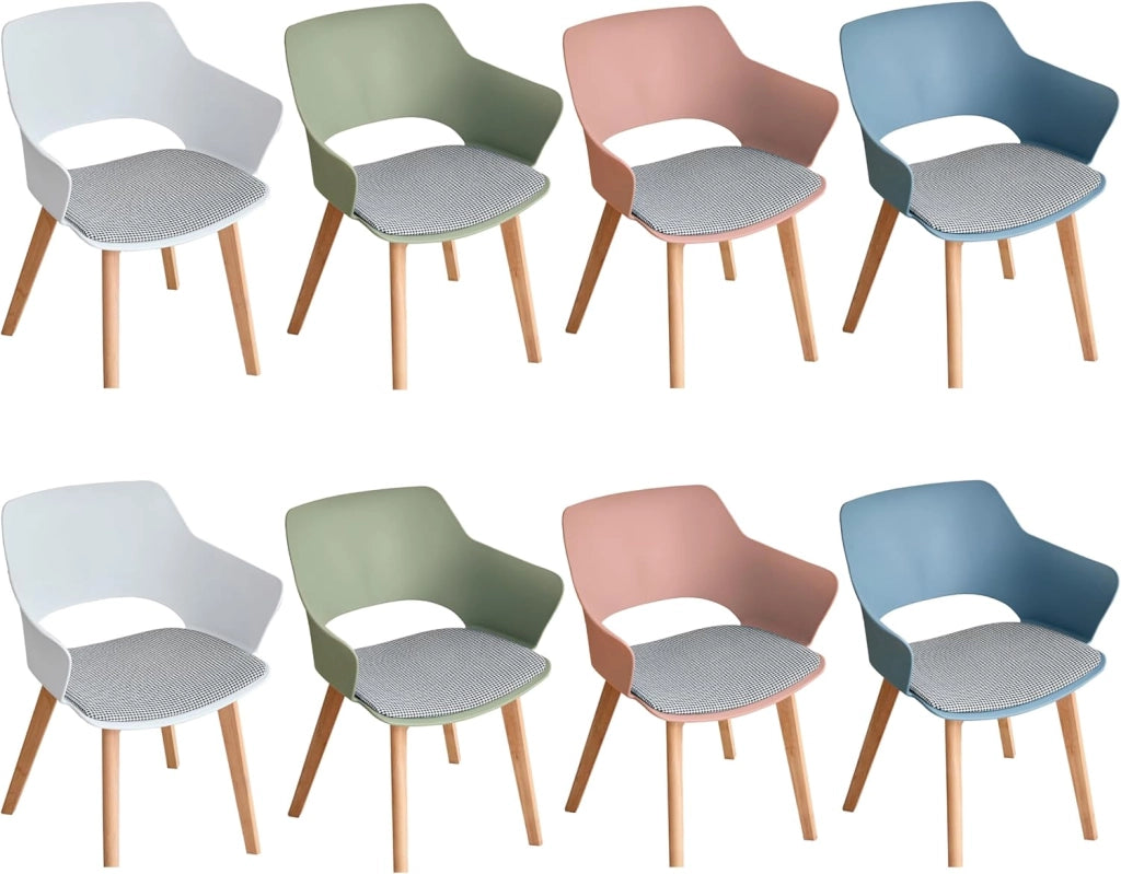 GrandCA HOME Set di 8 Sedie da Cucina Nordica Sedia da Pranzo con Gambe in Legno Massello, Sedie Imbottite per Camera da Letto, Soggiorno, Cucina,Miscela-2-N
