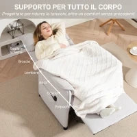 Poltrona Reclinabile Elettrica con Telecomando e Poggiapiedi, in Tessuto Effetto Velluto, 80x83x104 cm, Crema
