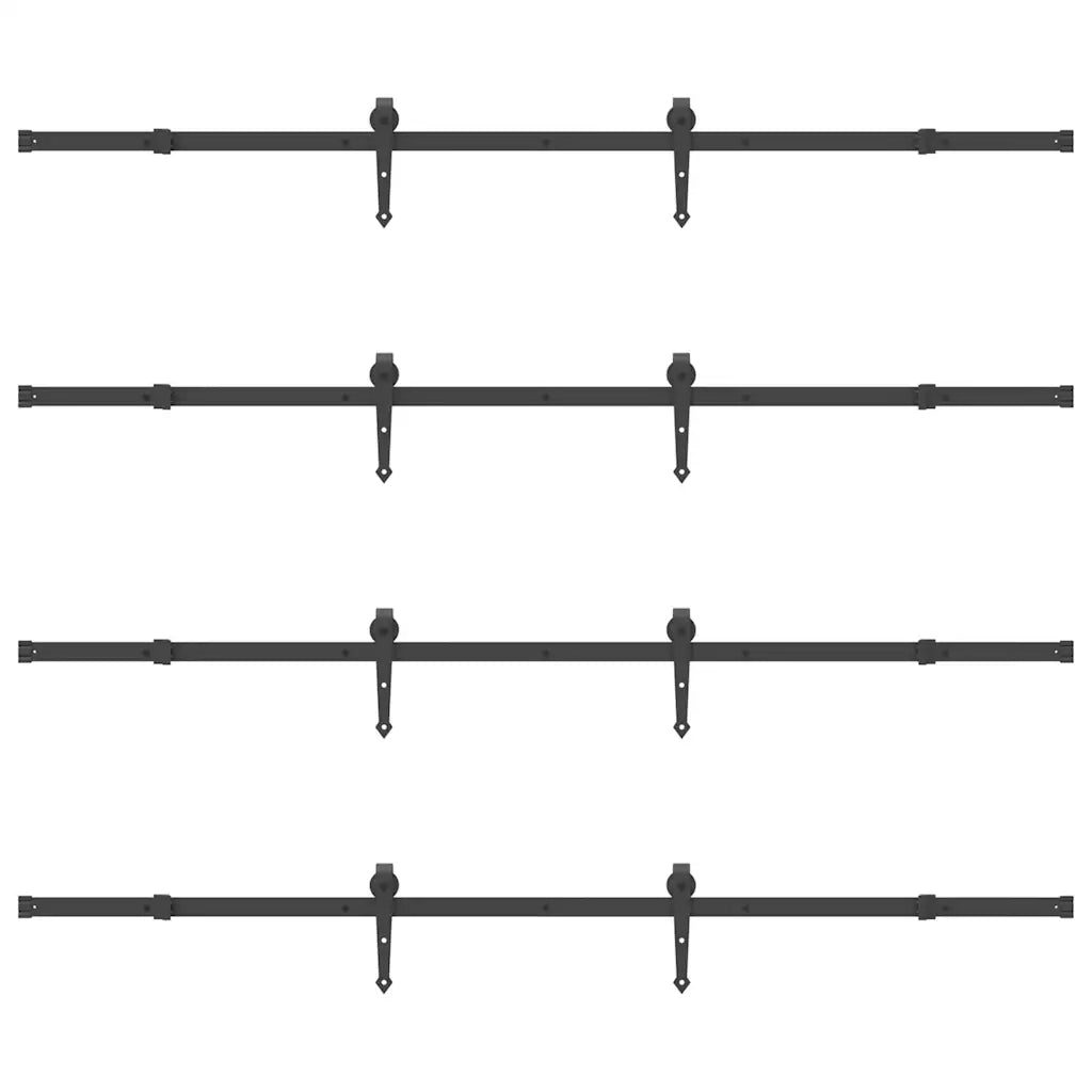 Kit di Binari per Porte Scorrevoli 427 cm Acciaio Nero