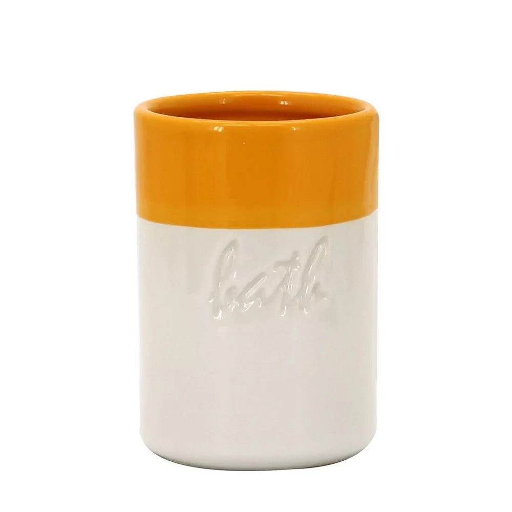 Bicchiere in ceramica giallo/bianco - serie Bath