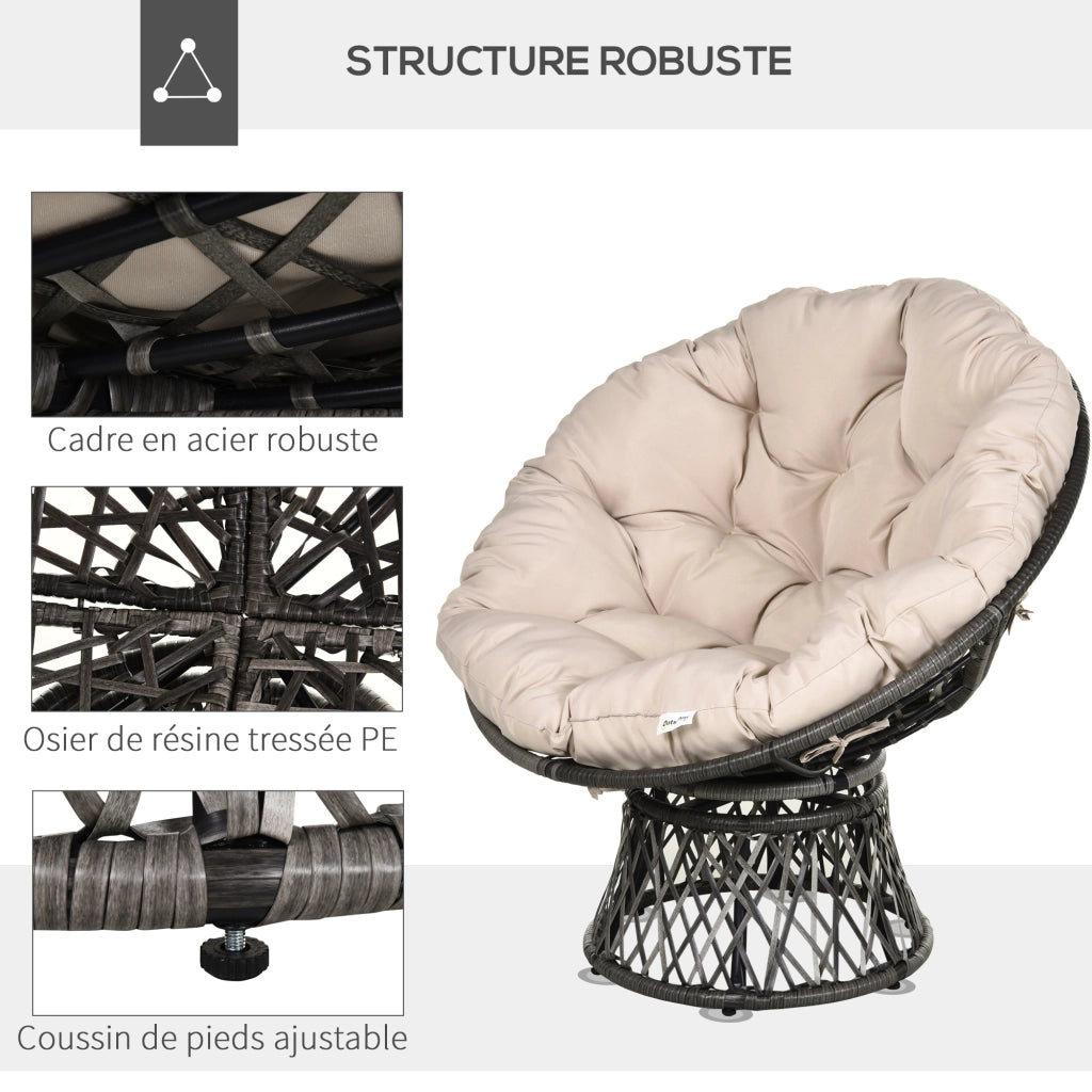 Poltrona da giardino girevole ¨C Minimal ¨C beige 97x90 cm