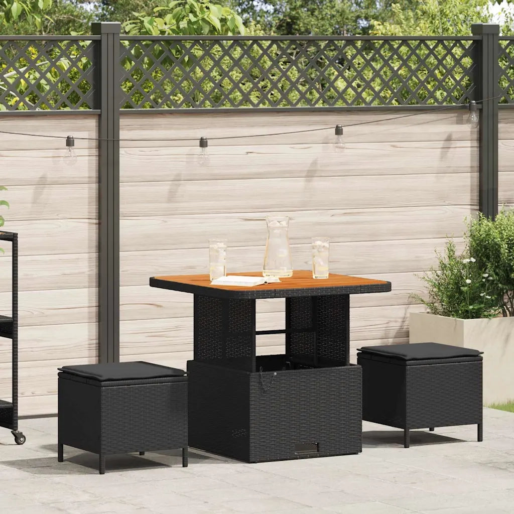 Set da Pranzo per Giardino | Set Salotto da Giardino Nero polyrattan