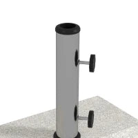 Base per Ombrellone da Giardino 25kg per Pali da Ø32mm, Ø38mm e Ø48mm, in Granito e Acciaio Inox, 45x22.5x40 cm, Grigia