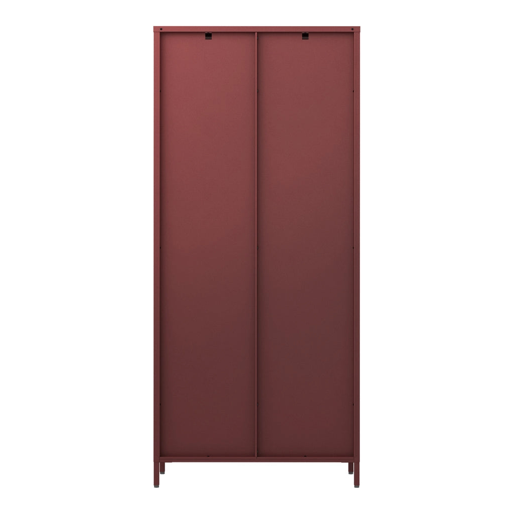 Armadio a Vetrata Säkylä con 4 Scomparti 180 x 80 x 35 cm in Acciaio - Rosso Vino [en.casa]