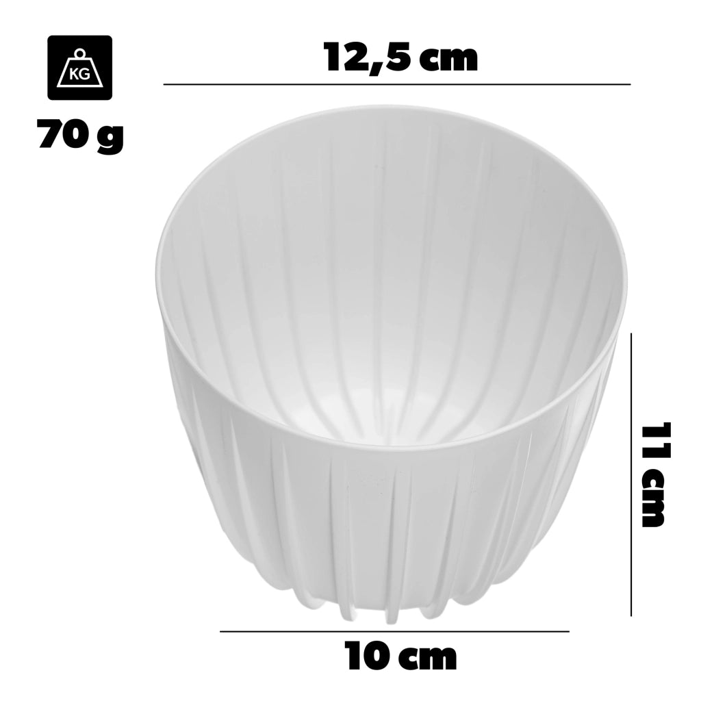 KADAX Vaso da fiori, coprivaso rotondo in plastica da 12,5 cm, supporto per fiori bianco