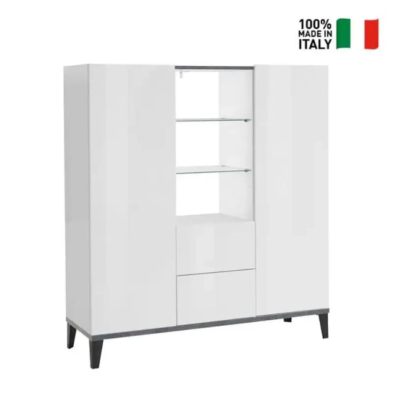 Madia vetrina 120x40cm 2 ante 2 cassetti ripiani in vetro design Valerie