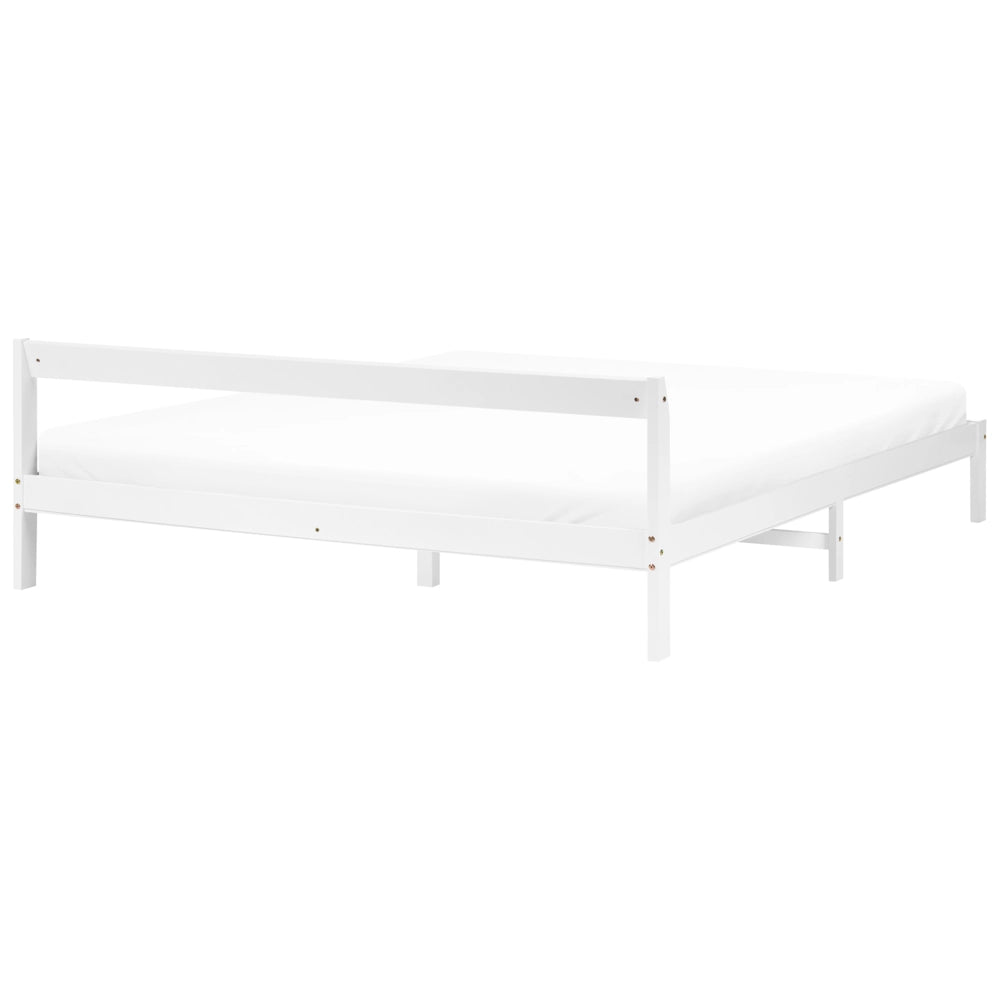 Letto matrimoniale in legno di Pino bianco con Rete a Doghe 180 x 200 cm stile minimalista