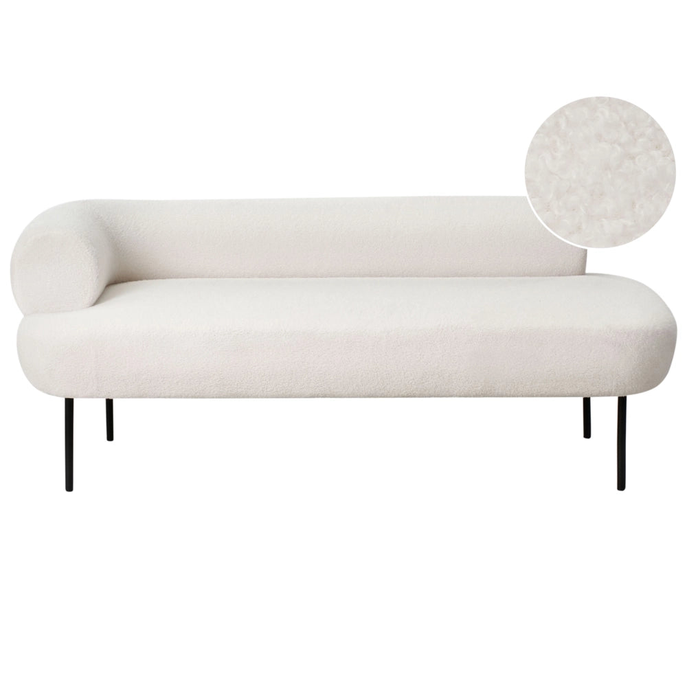 Chaise longue lato sinistro in tessuto bouclè bianco sporco rivestimento idrorepellente gambe in metallo design moderno per soggiorno