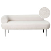 Chaise longue lato sinistro in tessuto bouclè bianco sporco rivestimento idrorepellente gambe in metallo design moderno per soggiorno