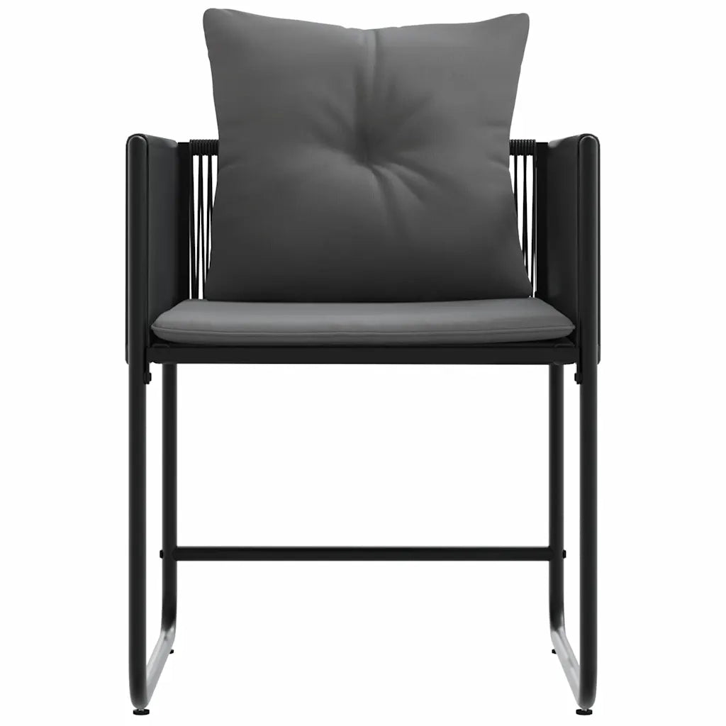 Sedia con cuscino 4 pcs Nero e antracite Rattan in PE 42003027
