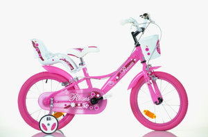 SCH ROSES 16", bicicletta per bambini, adatta ad etÃ  tra i 5 e i 7 anni, per altezza tra 105 e 135 cm, con cestino, c