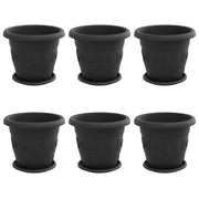 Set di 6 vasi cilindrici moderni 26 x 26 x 21,5 cm per interni/esterni plastica nera 02_0056120