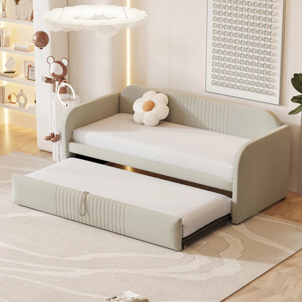 Divano letto estensibile - Xylo - 90/180x190 cm - Beige - Imbottito