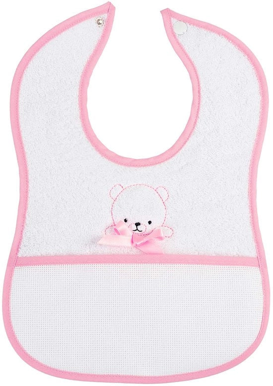 Filet - Slitta con sacchetto Aida per ricamo, realizzata in morbido cotone, chiusura a cerniera, ideale per neonati e bambini piccoli, 100% Fatto in Italia, colore rosa