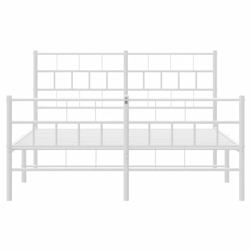Giroletto con Testiera e Pediera Metallo Bianco 140x190 cm 355726