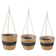 Cesti per piante in erba marina 3 pcs Naturale e Nero