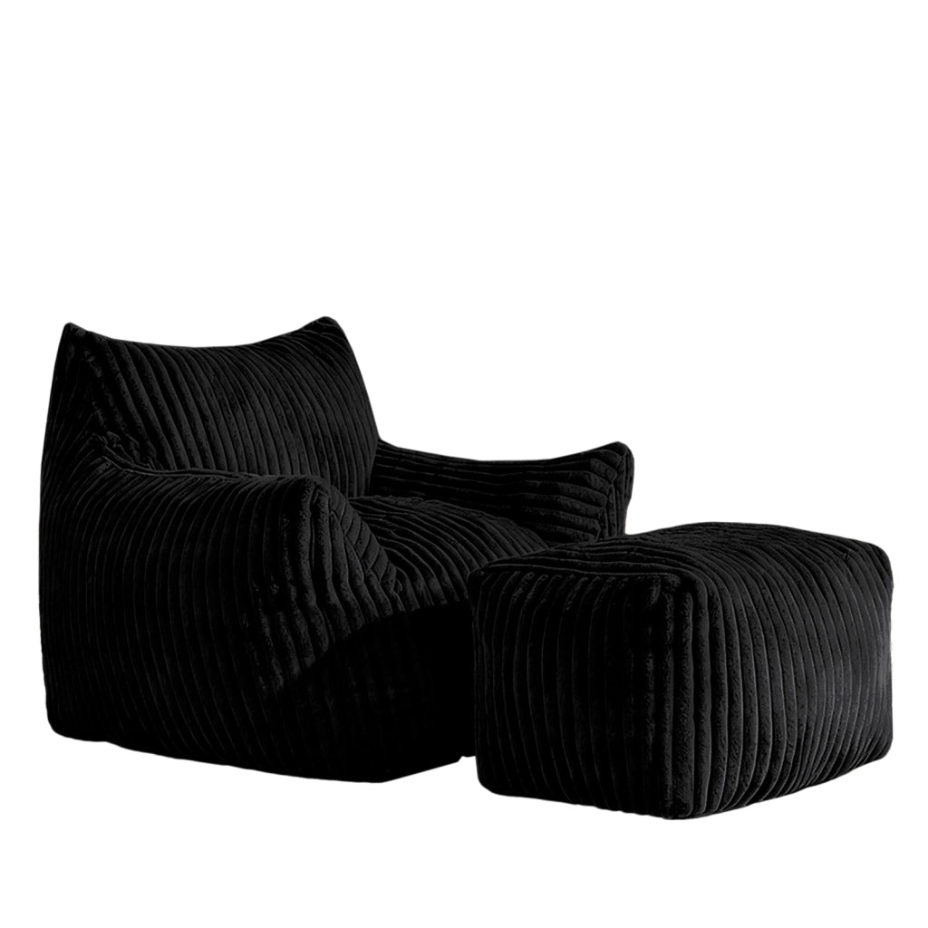 POLTRONA Reclinabile con pouf Grigio in flanella
