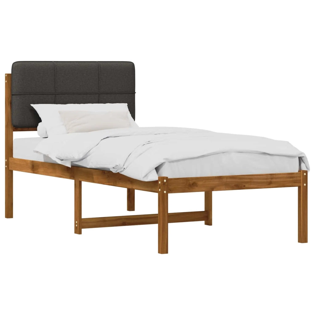 Letto con Testiera Rivestita Naturale e Grigio Scuro 904433