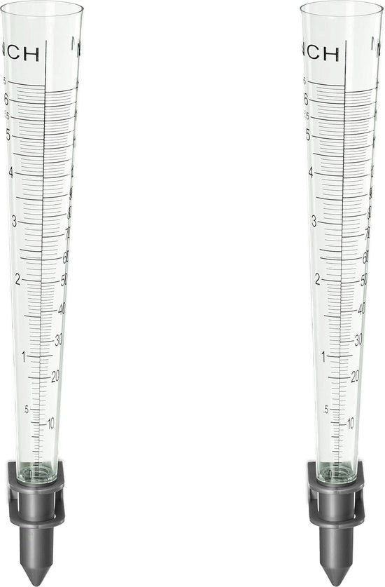 Set di pluviometro da 2 per giardino e balcone - Registrazione di pioggia con supporto - 35mm/m² - Materiale in plastica resistente alle intemperie