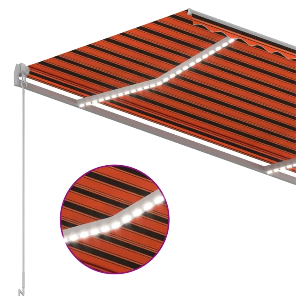 Tenda da Sole Retrattile con LED 350x250 cm Arancione e Marrone 3068885